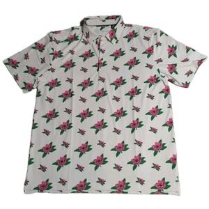 Swing Juice Golf Polo Shirt Mens XL White Pink‎ Floral Performance NWOT